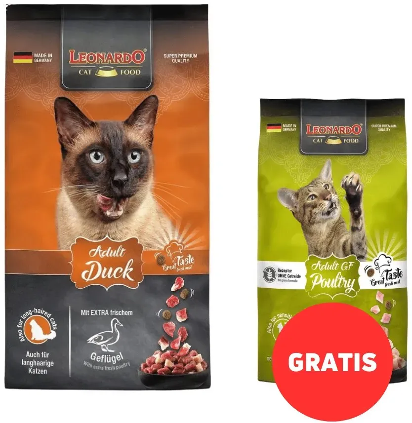 LEONARDO Adult Duck & Rice Katzenfutter 7,5 kg + Futter 300g GRATIS