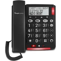 Amplicomms BigTel 48 Plus Schnurgebundenes Seniorentelefon Freisprechen, für Hörgeräte kompatibel, Wahlwiederholung LED-Display Schwarz