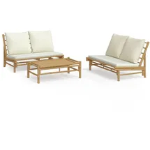 vidaXL Garten-Lounge-Set 3-tlg. Creme Bambus braun