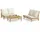 vidaXL Garten-Lounge-Set 3-tlg. Creme Bambus braun