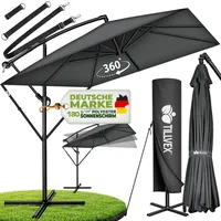 tillvex Alu Sonnenschirm Rechteckig Ø 330 cm Grau