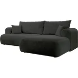 Selsey Ovo Cord – Ecksofa Schlaffunktion, Bettkasten, Cordstoff, rechts, Dunkelgrau