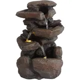 DRULINE Zimmerbrunnen mit LED - Zimmer Wasserfall Brunnen - Kaskadenbrunnen - Zimmerbrunnen - Polyresin Stein Optik - B/H/T ca. 26 x 45 x 20 cm - Grau - Indoor