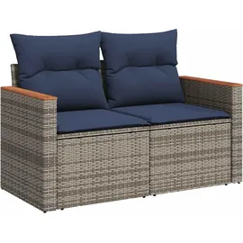 vidaXL 13-teiliges Gartensofa-Set mit Kissen, grau, Polyrattan - Grau