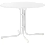 Sieger Boulevard-Klapptisch mit mecalit-Pro-Platte Ø 100 x 72 cm weiß/marmordekor weiß