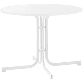 Sieger Boulevard-Klapptisch mit mecalit-Pro-Platte Ø 100 x 72 cm weiß/marmordekor weiß