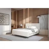 MID.YOU Polsterbett Beige, Holz, Metall, 160x200 cm, Bettkasten, Lattenrost, gepolstertes Kopfteil, Schlafzimmer, Betten, Polsterbetten