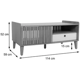MCW Couchtisch MCW-M48, Wohnzimmertisch Tisch Sofatisch, 52x114x59cm ~ beige, Schublade grau
