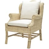 Casa Padrino Designer Rattan Sessel Naturfarbig 70 x 80,5 x H. 98,5 cm - Luxus Wohnzimmer Möbel