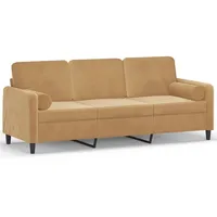 VidaXL 3-Sitzer-Sofa mit Zierkissen Braun 180 cm Samt