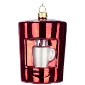 Brubaker Kaffeemaschine Rot - Handbemalte Weihnachtskugel aus Glas - 10,5 cm Baumkugel für Kaffeeliebhaber und Kaffeetrinker - Mundgeblasener Christbaumschmuck - Figur Lustig Deko Anhänger