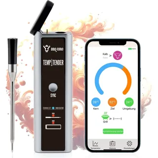 BBQ-Toro TempTender, kabelloses Grillthermometer inkl. Ladebox mit App für optimale Grillergebnisse