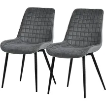 ML DESIGN modern liv 2er Set, Anthrazit, Sitzfläche aus Samt mit schwarzen Metallbeinen, Küchenstühle mit Rückenlehne, Wohnzimmerstühle, Polsterstühle für Esszimmer Küche Büro, Gepolsterte Sessel