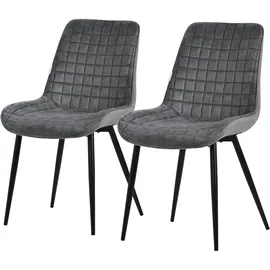ML DESIGN modern liv 2er Set, Anthrazit, Sitzfläche aus Samt mit schwarzen Metallbeinen, Küchenstühle mit Rückenlehne, Wohnzimmerstühle, Polsterstühle für Esszimmer Küche Büro, Gepolsterte Sessel
