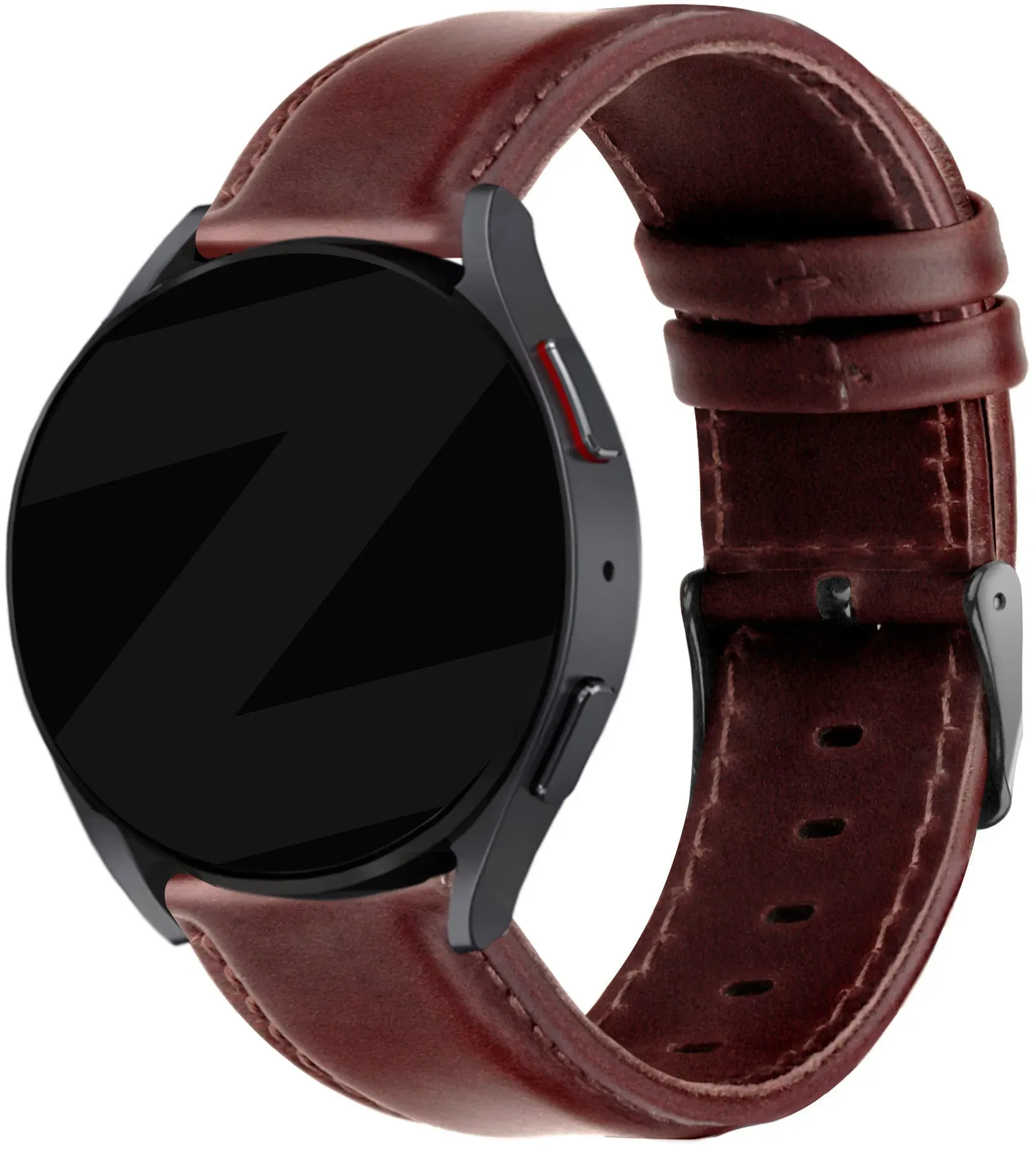 Bandz Oozoo Smartwatch 20mm Armband Leder 'Classic' für Oozoo Smartwatch 20mm - Dunkelbraun - Schnallenverschluss