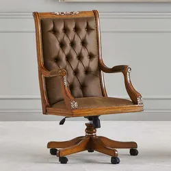 Chef Schreibtischsessel in italienischem Design Kunstleder und Holz