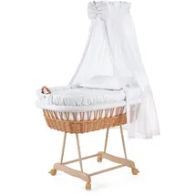 Waldin Baby Collection Waldin Stubenwagen-Set mit Ausstattung,XXL,Bollerwagen,komplett,9 Modelle wählbar,Stoffe weiß/Punkte grau