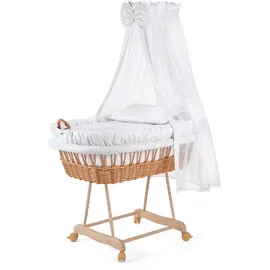 Waldin Baby Collection Waldin Stubenwagen-Set mit Ausstattung,XXL,Bollerwagen,komplett,9 Modelle wählbar,Stoffe weiß/Punkte grau