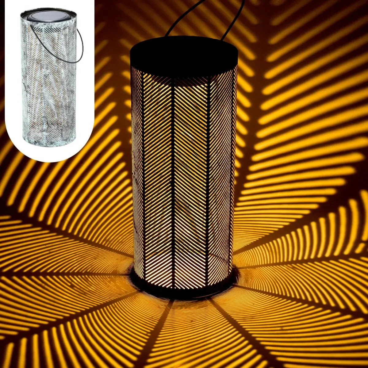 Skandinavische Solarlaterne Solar Lampe Deko Balkon Garten Bamba Grün