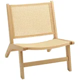 Sessel Relaxsessel ohne Armlehne, Stuhl mit Rattan-Rückenlehne, Holzrahmen