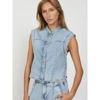 GANG Jeansweste 94LARA VEST ärmelloser Relax-Fit blau S (34/36)