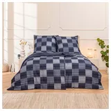 ESTELLA Mako-Satin Bettwäsche Delian Navy 1 Bettbezug 135 x 200 cm + 1 Kissenbezug 80 x 80 cm