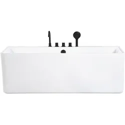 Badewanne mit Armatur weiß rechteckig 170 x 75 cm QUATRE