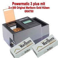 Powermatic 3 elektrische Stopfmaschine + 400 Marlboro Gold Gratis Hülsen