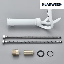 klarwerk NAVIS | Design Wasserfall Wasserhahn Bad Weiß hohe Badarmatur | Elegante Premium Edelstahl Armatur Für hohe Waschbecken | Mischbatterie 2 Anschl...