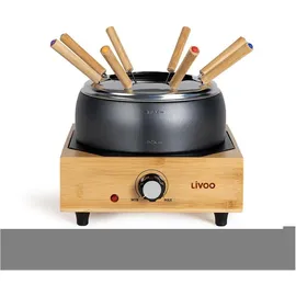 LIVOO DOC287 Elektrisches Fondue-Set, Stahl/Bambus