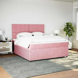 vidaXL Boxspringbett mit Matratze Rosa 180x200 cm Samt