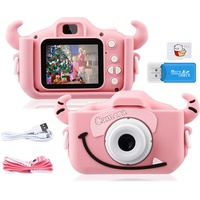 GREPRO Kinder Kamera, 2.0”Display Digitalkamera Kinder Geschenke für 3 4 5 6 8 7 9 Jahre Jungen und mädchen, 1080P HD Anti-Drop Fotoapparat Kinder für Weihnachten, Geburtstag Spielzeug Geschenke Pink