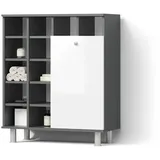 livinity® Badschrank, Weiß Hochglanz, Holzwerkstoff, 13 Fächer, 1 Schubladen, Rechteckig, 78.4x91.6x34 cm, Badezimmer, Badezimmerschränke, Midischränke