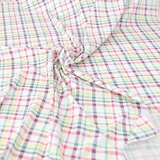TOLKO 50cm Baumwoll-Jersey für Shirt Kleid Rock | Kleiderstoff weich Blickdicht knitterarm elastisch | Stoffe zum Nähen Jersey Stoff Meterware | 150cm breit Baumwollstoff (Kariert)