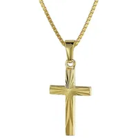 trendor 08508 Kreuz für Kinder Gold 333/8 Karat 18 mm + goldplattierte Kette, 45 cm