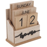 Serlium Ewiger Datums-Schreibtischkalender aus Holz für Lehrer, Ewiger Lehrer-Kalender, 3D Ewiger Tischkalender aus Holz für die Bürodekoration auf dem Bauernhof