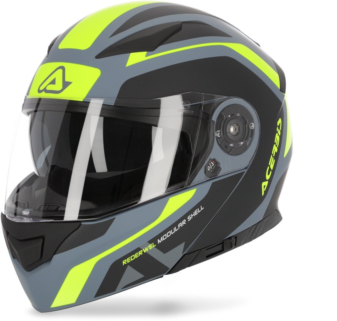 Acerbis Rederwel Graphics Helm, grijs-geel, XS Voorman