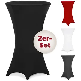 DETEX DETEX® Stehtisch Husse 2er Set Rund 30°C Waschbar Stehtischhussen Stretch Stehtischhusse Überzug 2er Set Weiß 80-85cm Verstärkter Fußbereich