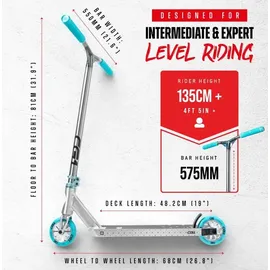 Fantic26 CORE CG1 Stunt-Scooter Park H=81cm Silber Gebürstet / Türkis