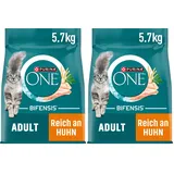 PURINA ONE BIFENSIS Adult Katzenfutter trocken, reich an Huhn, 2er Pack (1 x 5,7kg)