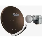 Fuba Sat Anlage 4 Teilnehmer | Satellitenschüssel Komplettset - DAA 850 B Sat-Schüssel 85cm Alu braun + Fuba DEK 417 Quad LNB 4 Teilnehmer (DVB-S2,