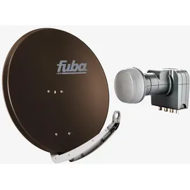Fuba Sat Anlage 4 Teilnehmer | Satellitenschüssel Komplettset - DAA 850 B Sat-Schüssel 85cm Alu braun + Fuba DEK 417 Quad LNB 4 Teilnehmer (DVB-S2,