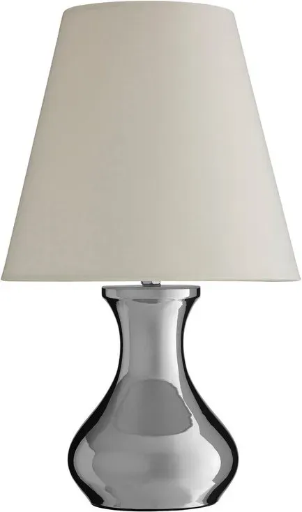 Premier Housewares Chrom-Tischlampe mit EU-Stecker, spiegelnder Chromfuß und weißer schmaler Lampe, Nachttischlampe für Schlafzimmer
