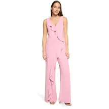 Vera Mont Overall "Damen mit Volant", Damen, Gr. 36, Normalgrößen, rosa (peony blush), Crêpe, Obermaterial: 95% Polyester, 5% Elasthan. Futter: 100% Polyester, figurbetont, V-Ausschnitt, Overalls Overall