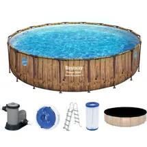 BESTWAY Power Steel Swim Vista Series Frame Pool rund Set 549 x 122 cm inkl. Filterpumpe