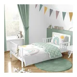 MTOnlinehandel Babybettwäsche Regenbogen Sonne Sterne & Herz 100x135 + 40x60 cm, 100 % Baumwolle, Renforcé, 2 teilig, Kleinkinderbettwäsche mit Reißverschluss bunt