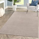 carpet city Teppich Einfarbig Beige Wohnzimmer - Rechteckig 160x230 cm - Hochtief-Streifen-Muster, 3D-Effekt - Kurzflor Teppiche Modern - Deko Home&Living, fancy-900_fg-beige-160x230