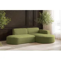 Kaiser Möbel - Ecksofa, Sofa L-Form Designer Modena Studio - Schlafsofa, Modern Design Couch - Freistehende Sofa Wohnzimmer - Seite Rechts - Stoff Quelle - Farbe Olive - 165x236x78 cm