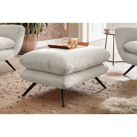 KAWOLA Sessel CHARME Cord 70 x 110 x 80 cm cremeweiß mit Hockerbank