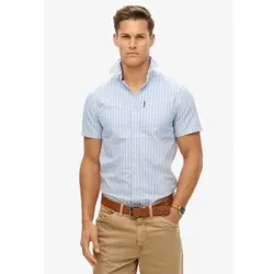 Superdry für Herren. M4010944A Blaues kurzärmeliges Oxford-Hemd (L), Lässig, Baumwolle, Kurzarm